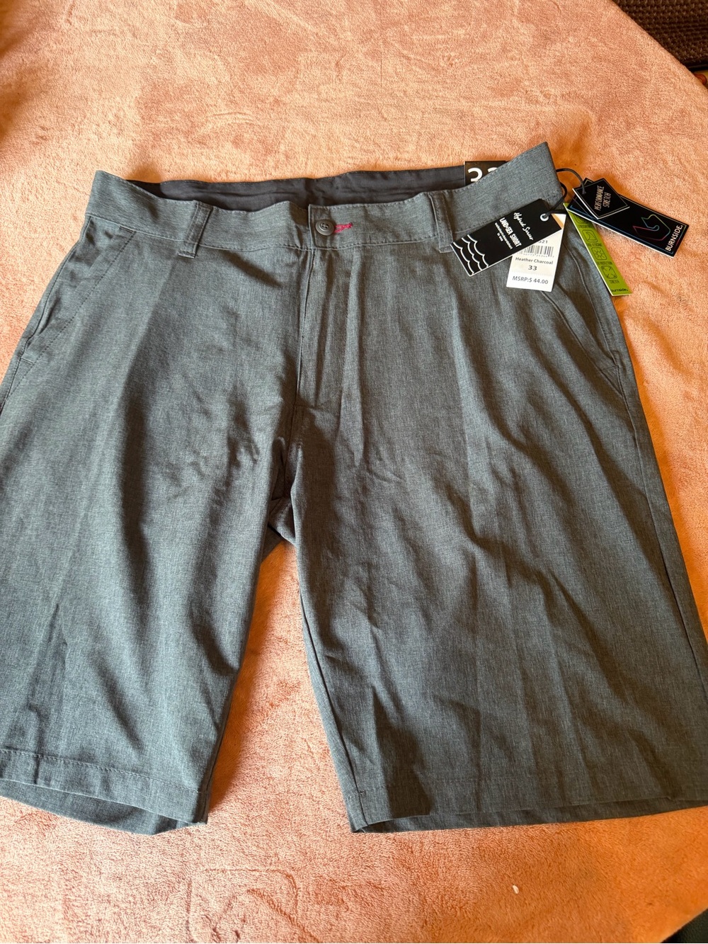 burnside Men's Charcoal Flat-Front Swim Shorts